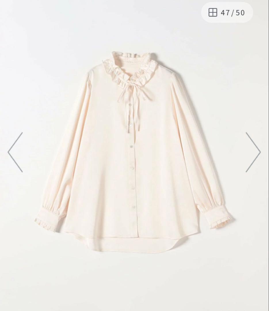 SHIPS any:<洗濯機可能>サテン フリル カラー リボン シャツブラウス