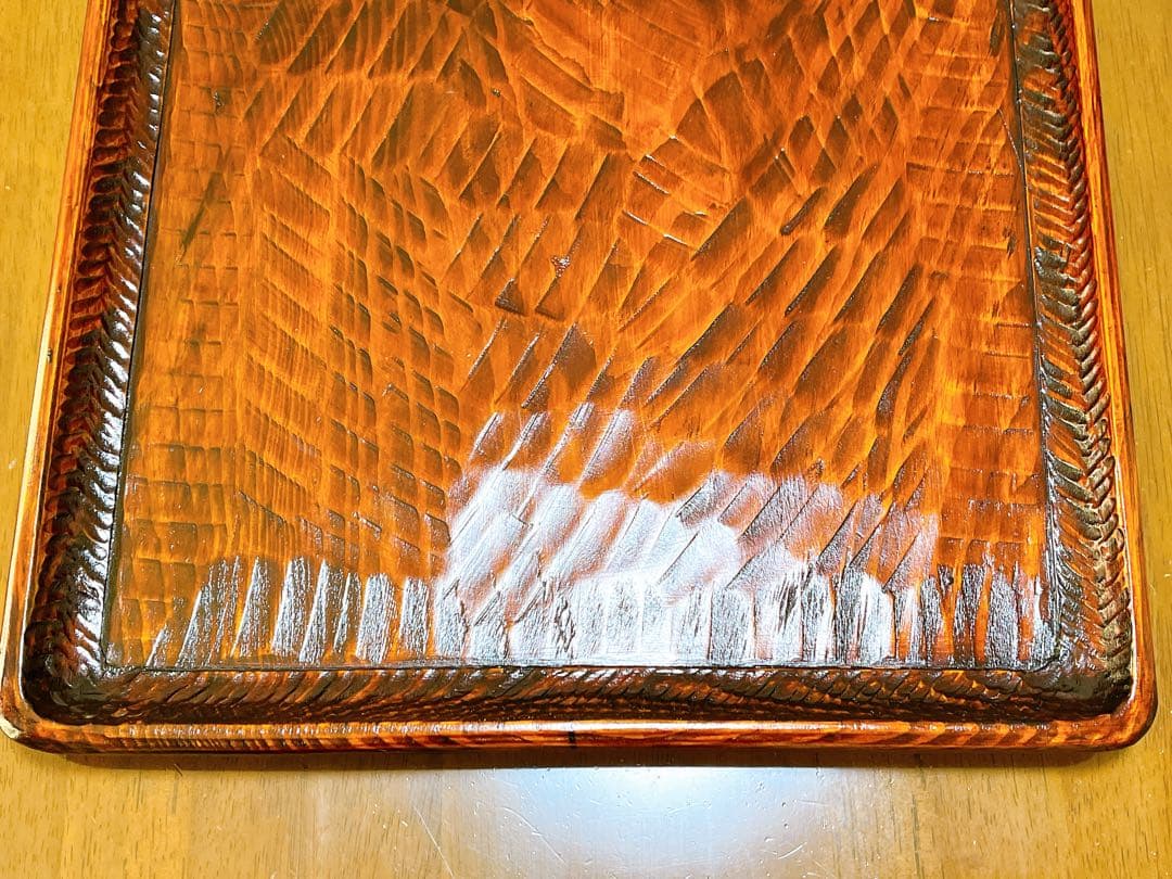 時代物 お膳 讃岐彫り 正方形 お盆 アンティーク 漆器 トレー 木彫り５枚