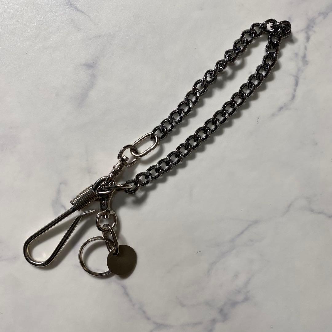 【美品】レッドムーン　ウォレットチェーン　真鍮　フック式留め具付き　シルバー