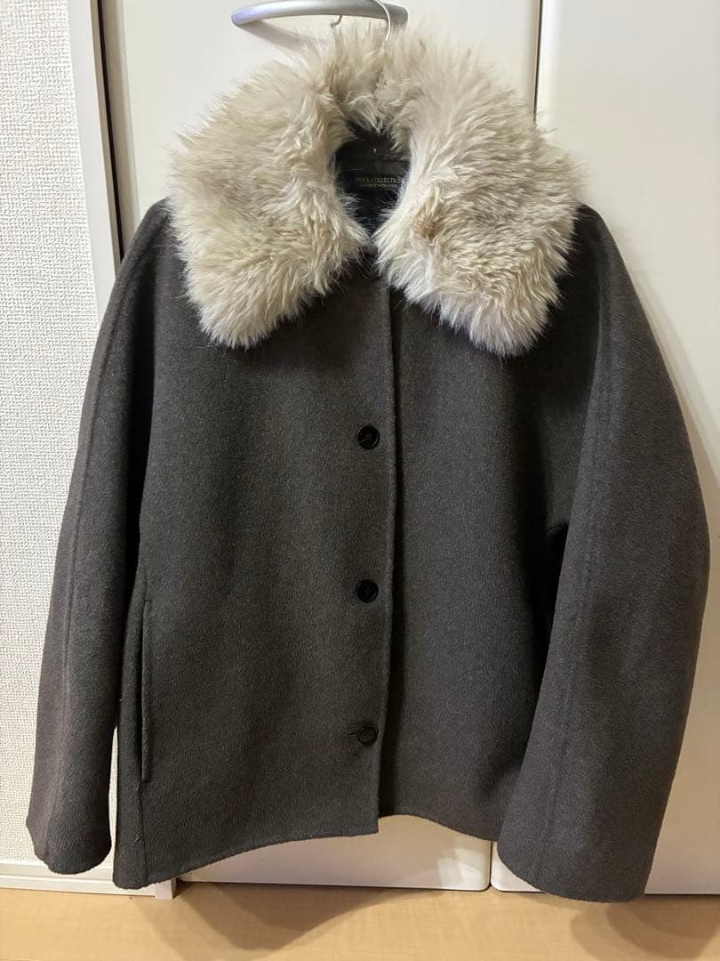 ZARA WOMAN コレクション フェイクファー襟付きウールコート