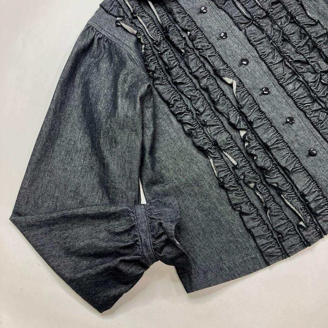 【美品】ピンクハウス 縦ピコフリル使い デニムジャケット/2024年 春