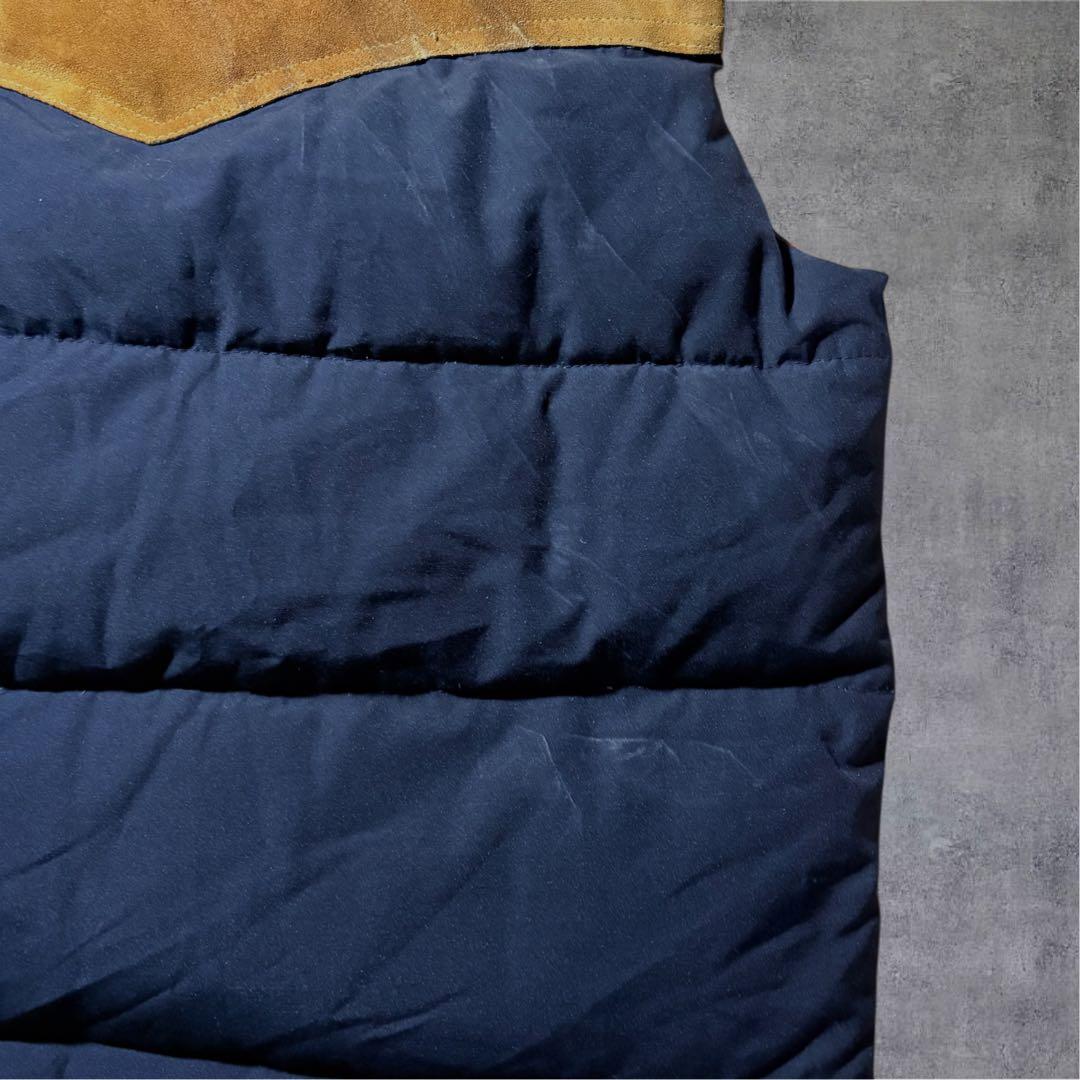 USA製 William Barry レザー切替 ダウンベスト キャメル L