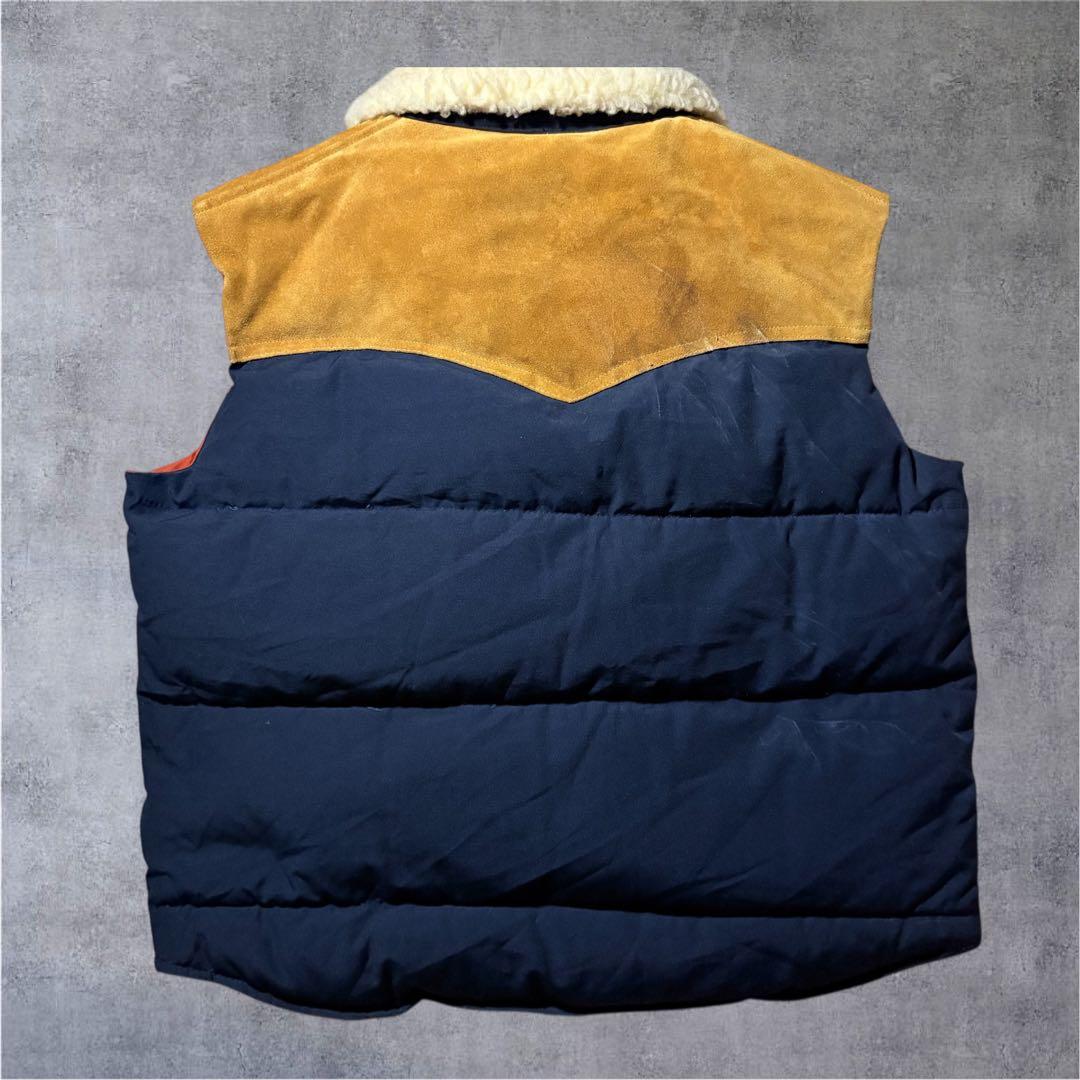 USA製 William Barry レザー切替 ダウンベスト キャメル L