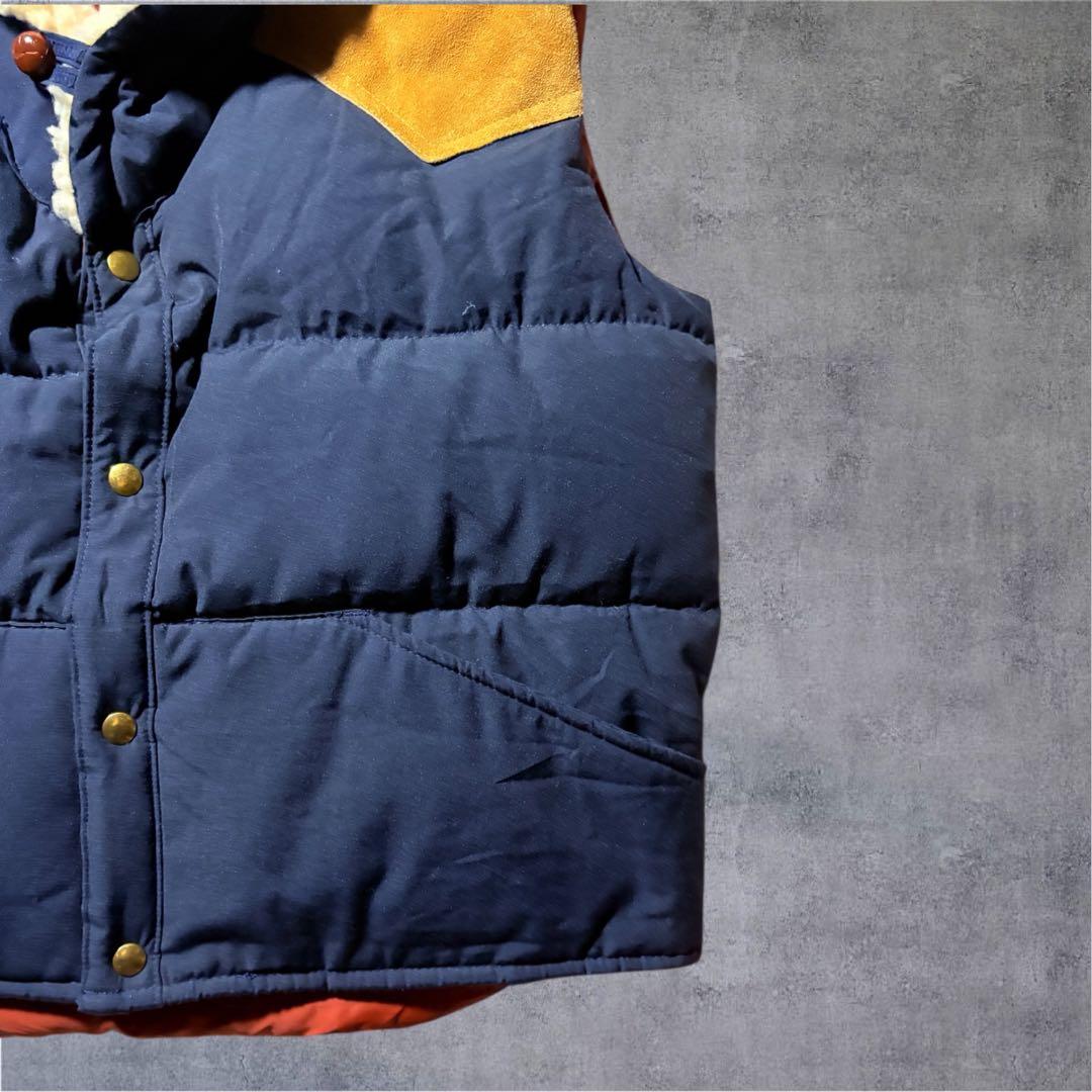 USA製 William Barry レザー切替 ダウンベスト キャメル L