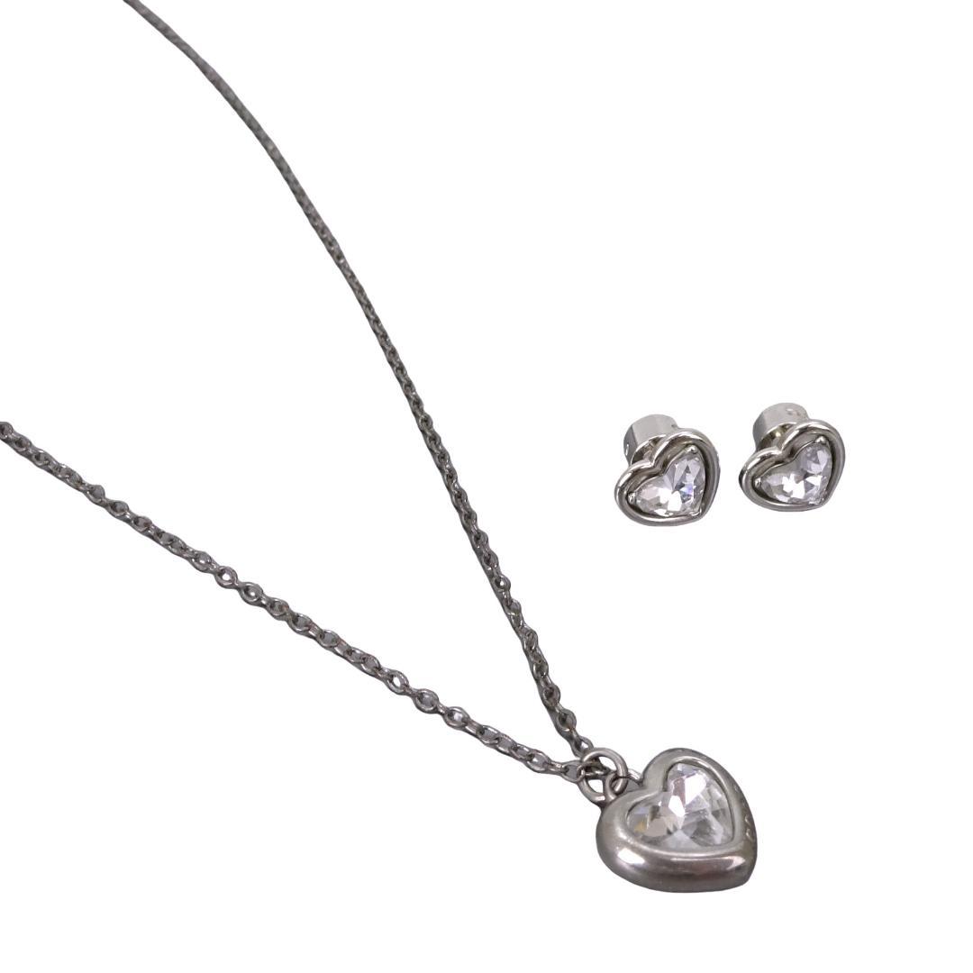 本物 良品 ■コーチ■ネックレス ピアス ハロー ハート ストーン シルバー