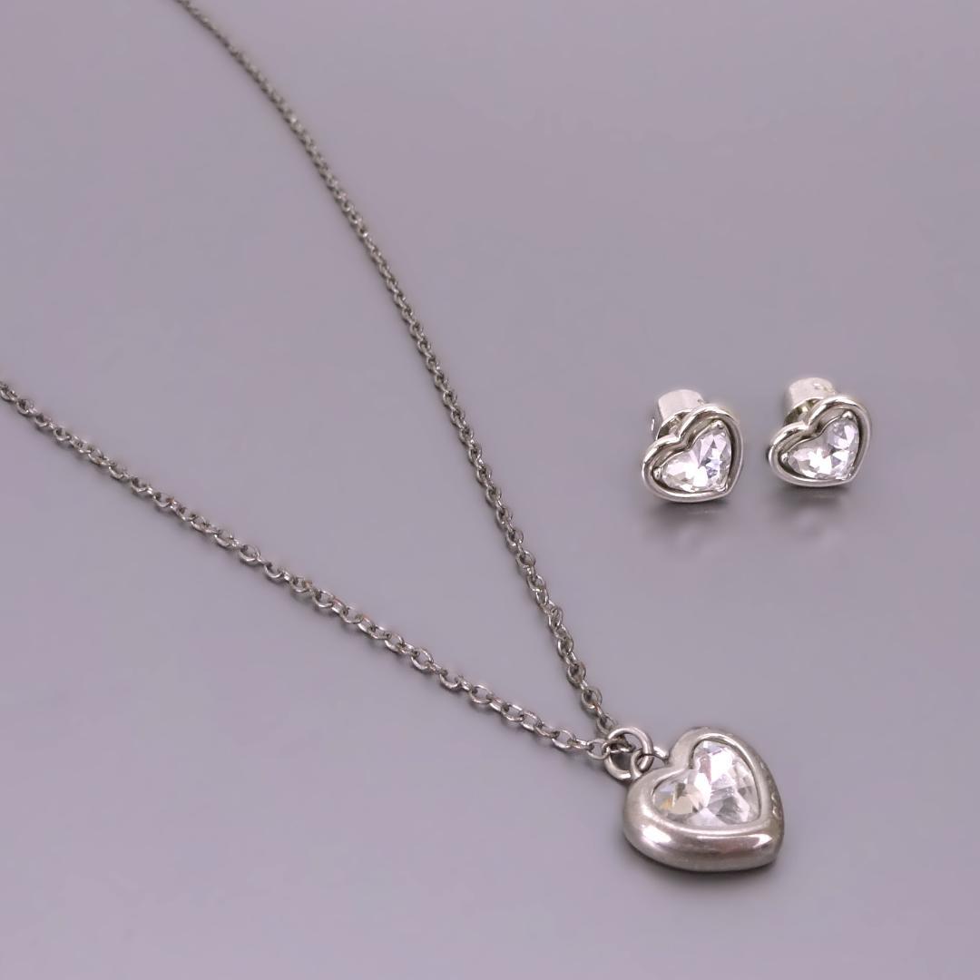 本物 良品 ■コーチ■ネックレス ピアス ハロー ハート ストーン シルバー