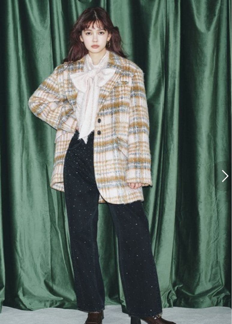 Lily brown リリーブラウン シャギーオーバージャケット チェック