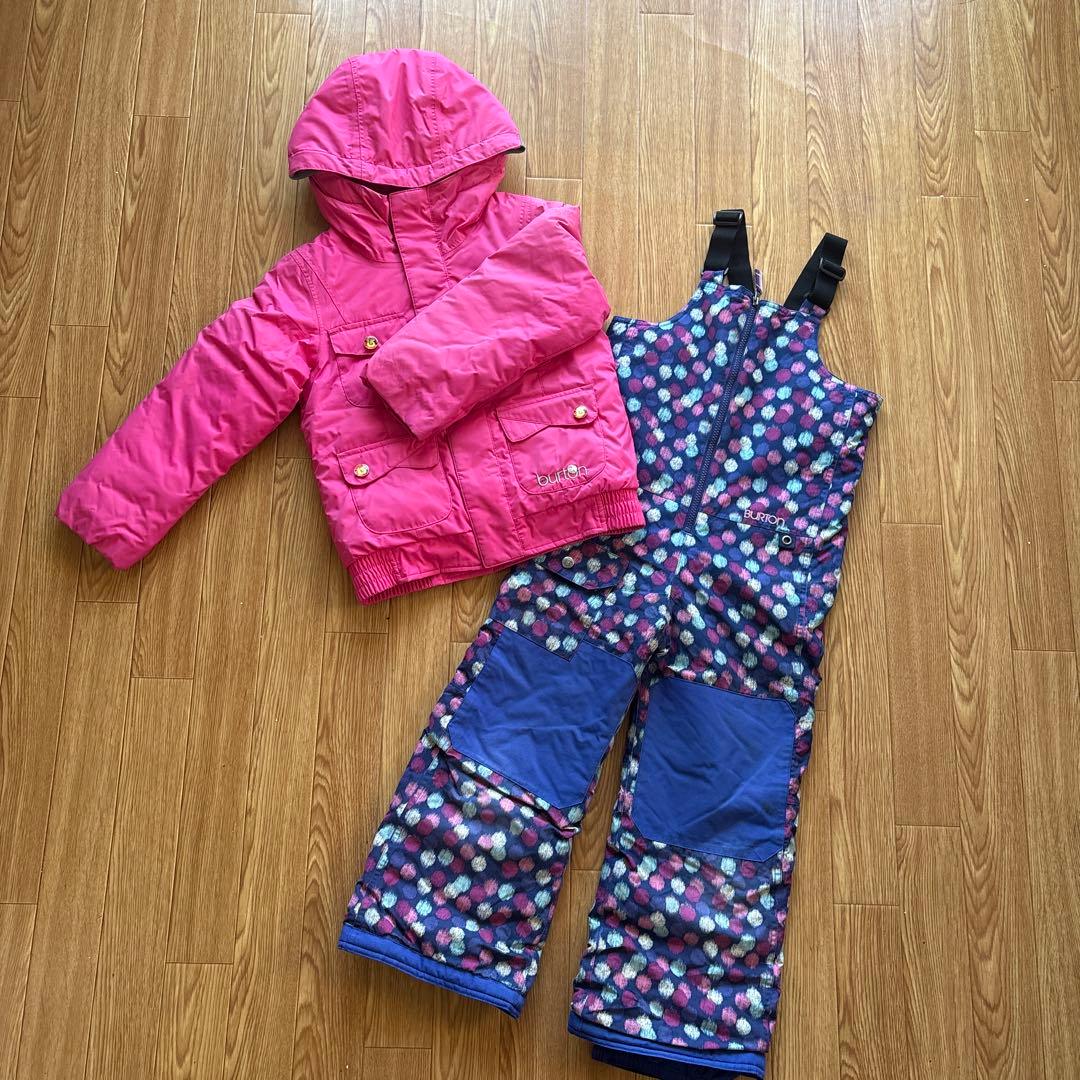 BURTON 子ども用 ピンク ドット柄 スノーウェア