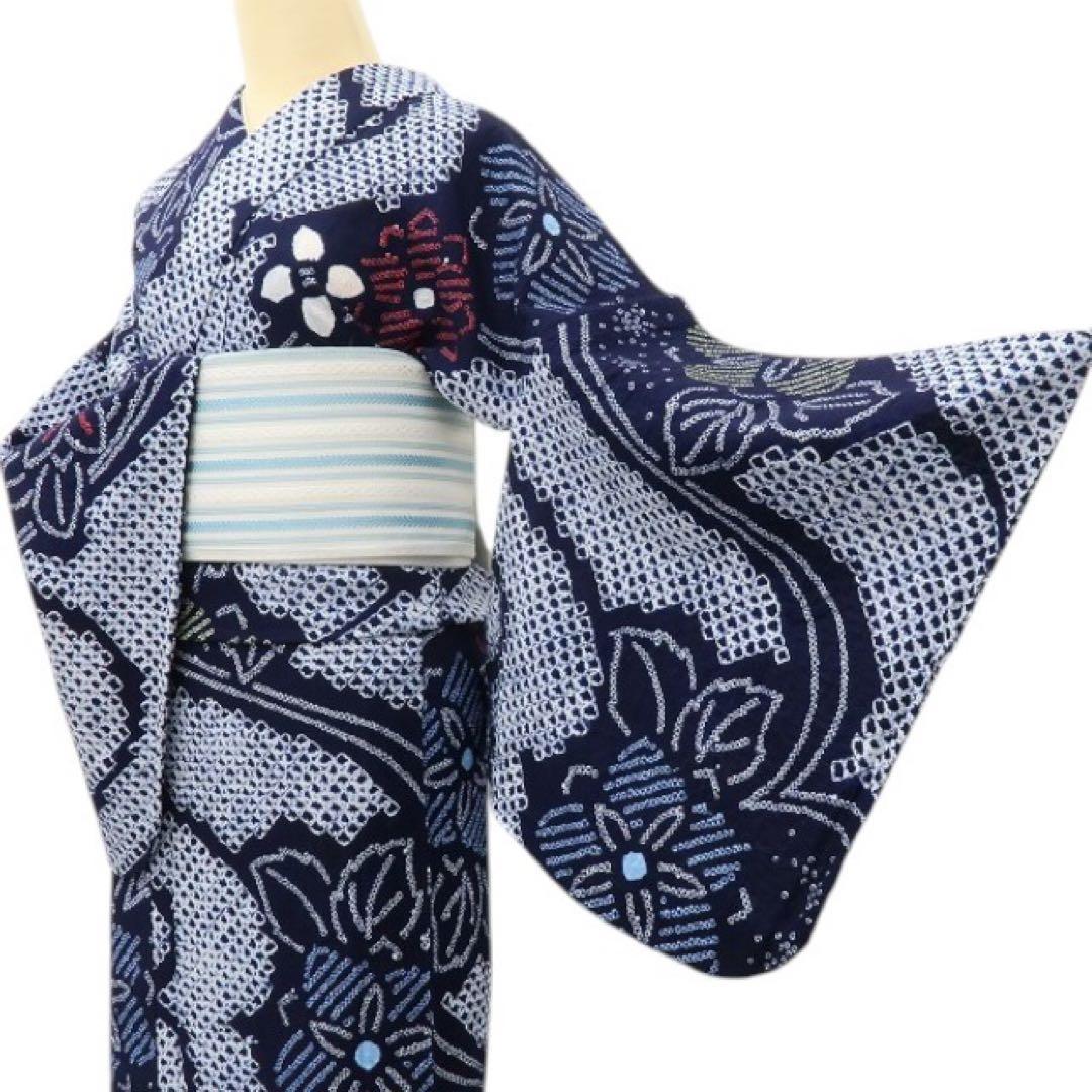 Gatti✺美品 有松鳴海絞り 綿 トールサイズ 高級浴衣 A3475