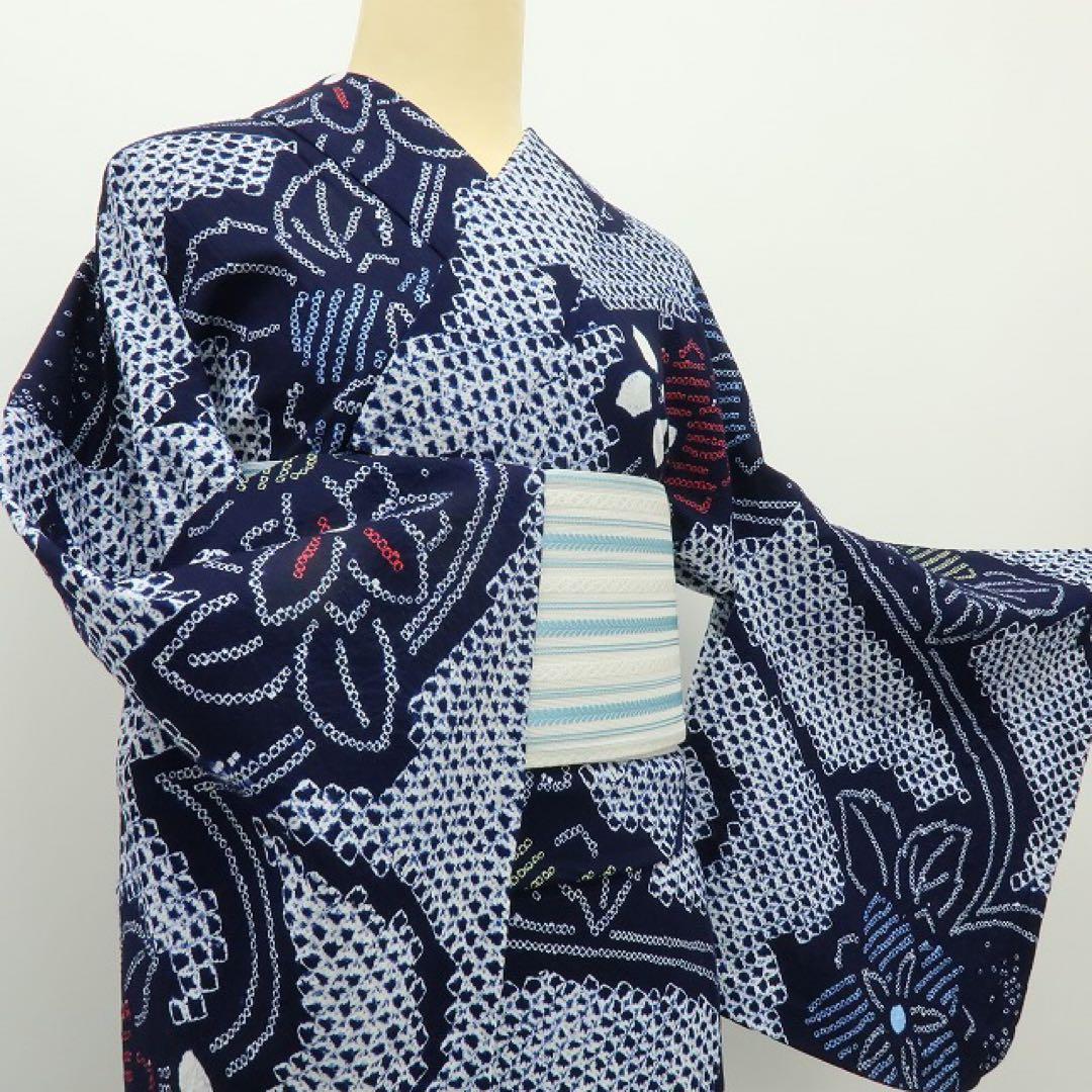 Gatti✺美品 有松鳴海絞り 綿 トールサイズ 高級浴衣 A3475