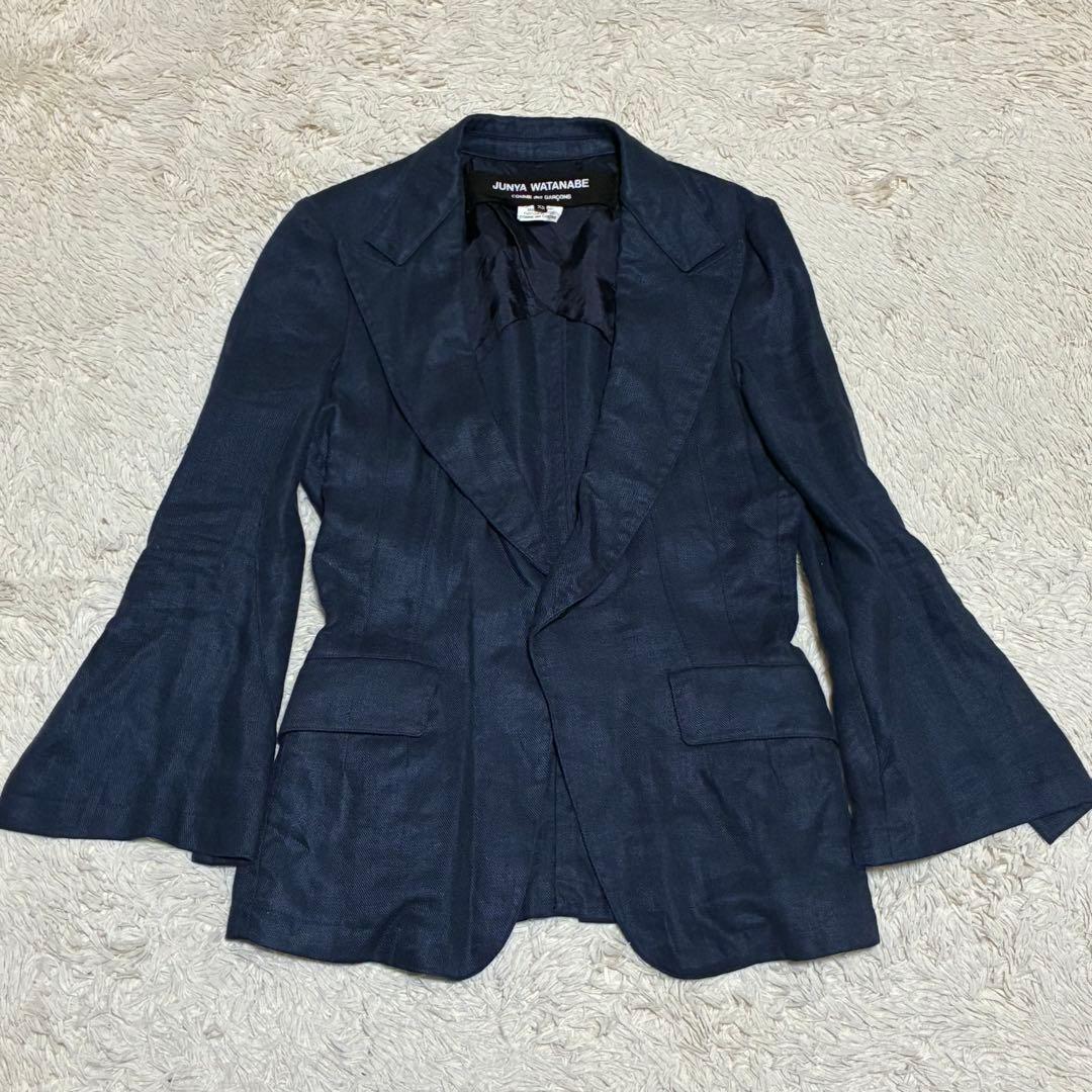 ジュンヤワタナベ コムデギャルソン リネン 麻 袖口スリッド 紺 ネイビー