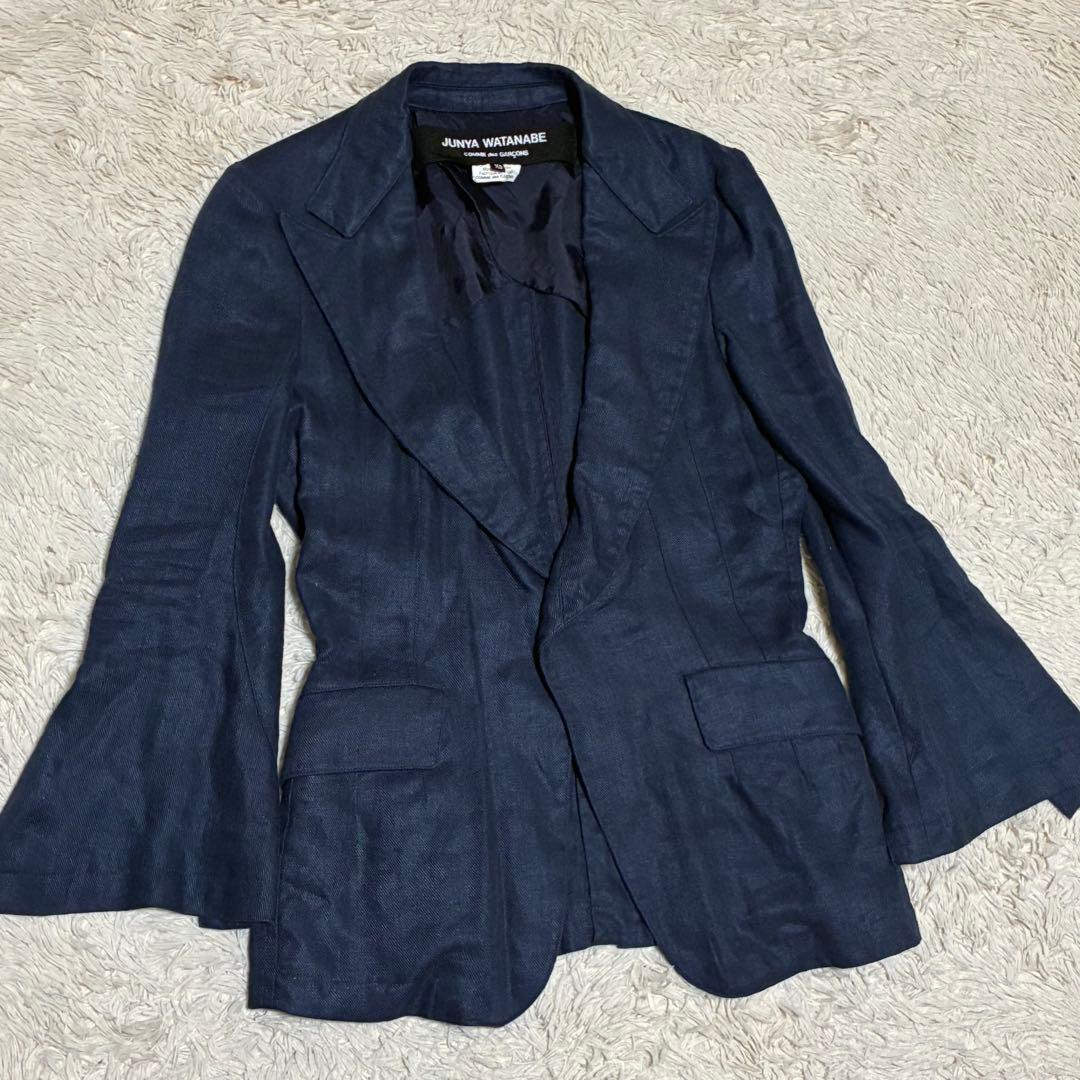 ジュンヤワタナベ コムデギャルソン リネン 麻 袖口スリッド 紺 ネイビー