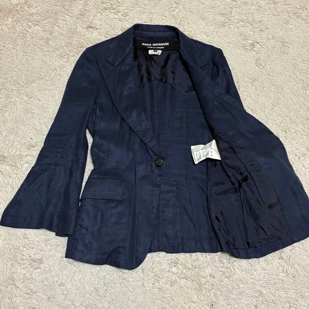 ジュンヤワタナベ コムデギャルソン リネン 麻 袖口スリッド 紺 ネイビー