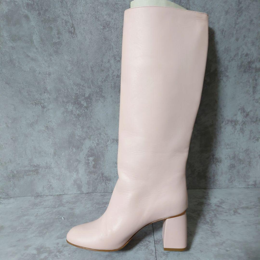 希少良品　レッドヴァレンティノ　ロングブーツ37　ピンクベージュ　太ヒール