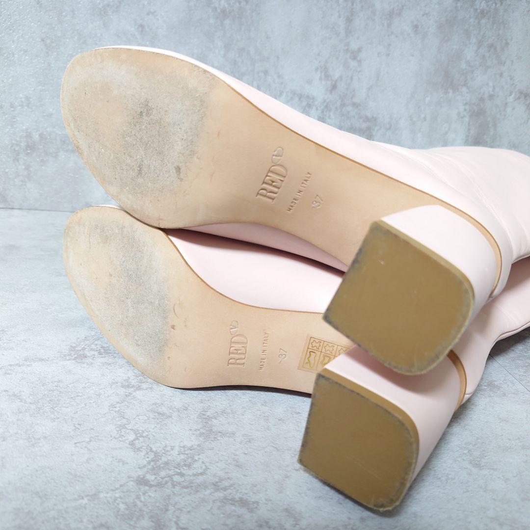 希少良品　レッドヴァレンティノ　ロングブーツ37　ピンクベージュ　太ヒール