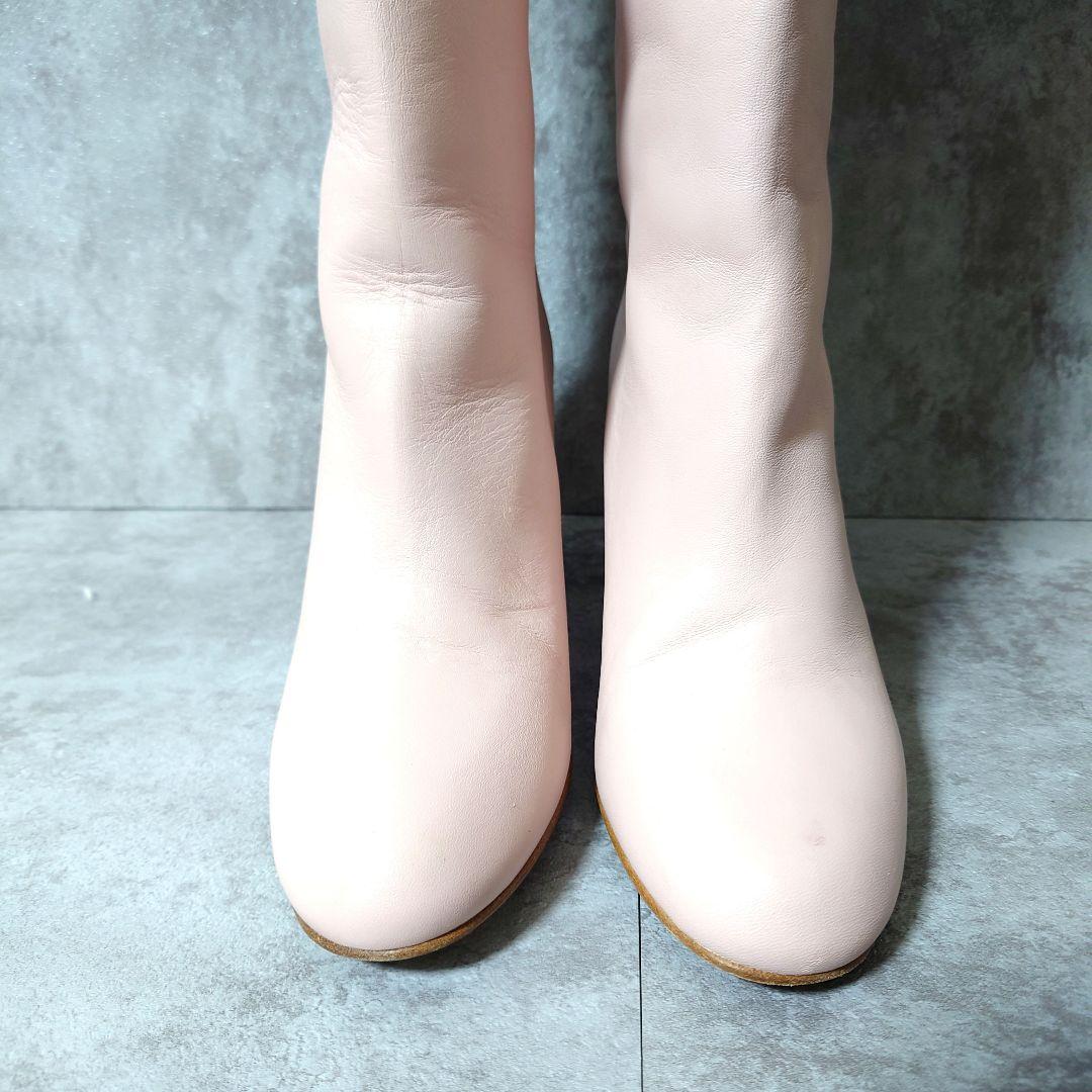 希少良品　レッドヴァレンティノ　ロングブーツ37　ピンクベージュ　太ヒール