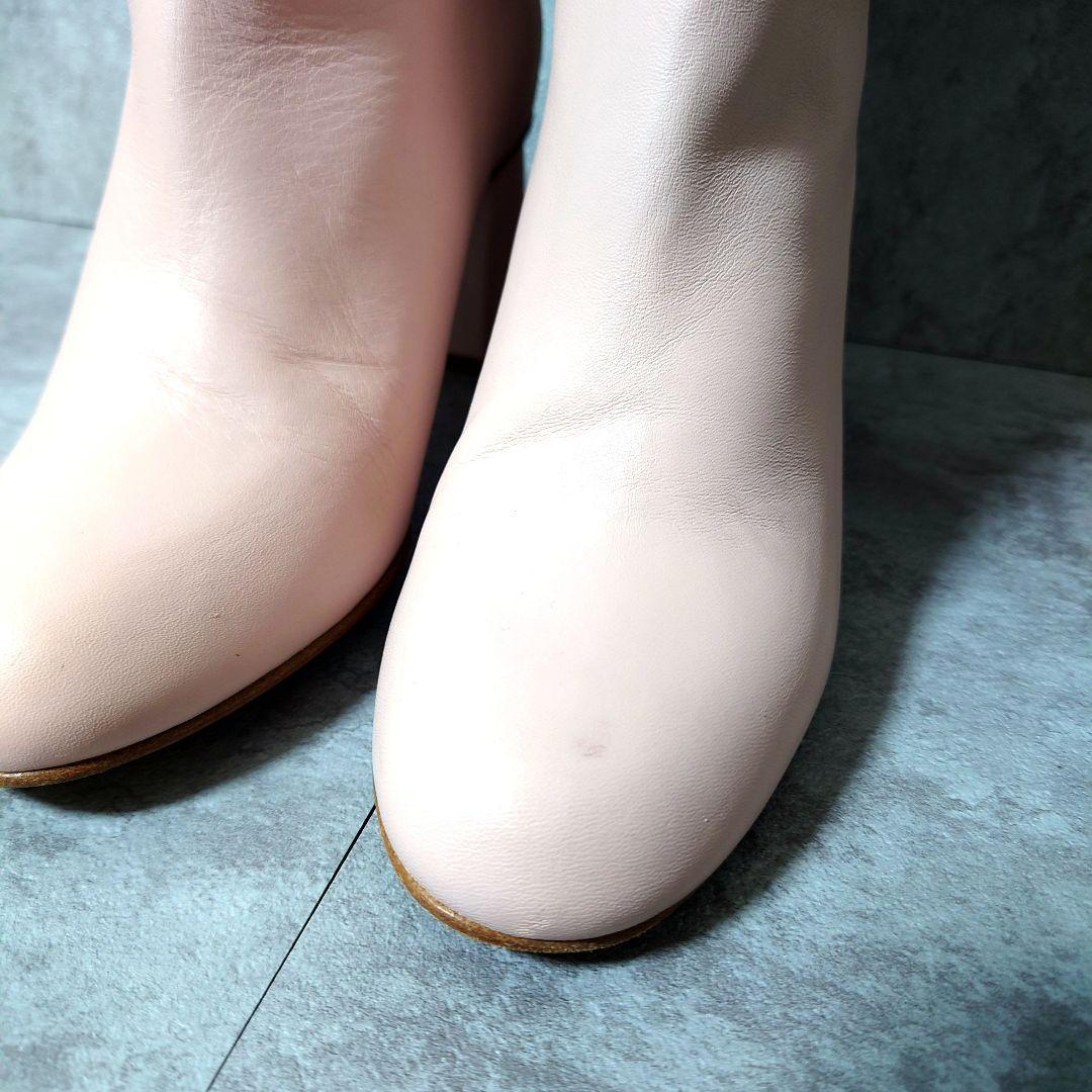 希少良品　レッドヴァレンティノ　ロングブーツ37　ピンクベージュ　太ヒール