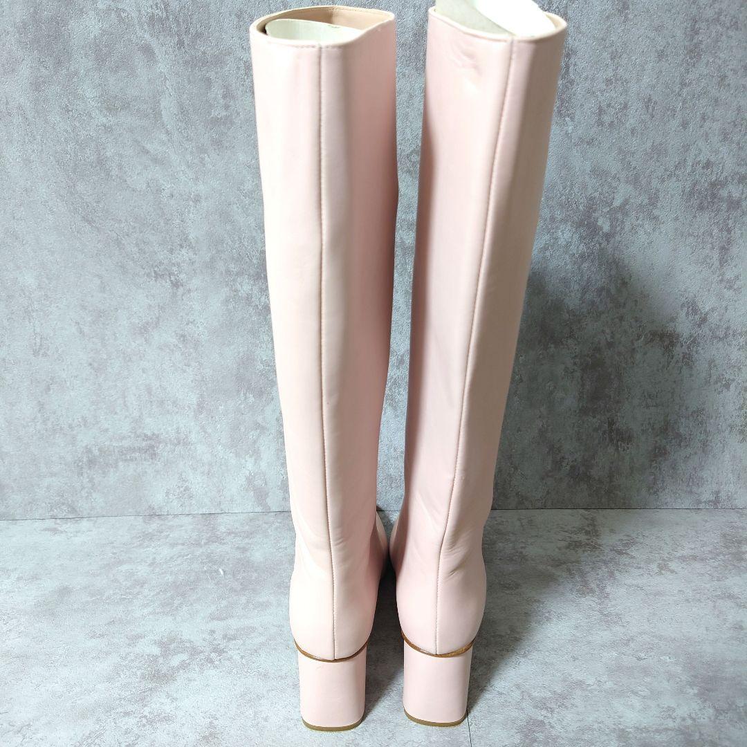 希少良品　レッドヴァレンティノ　ロングブーツ37　ピンクベージュ　太ヒール