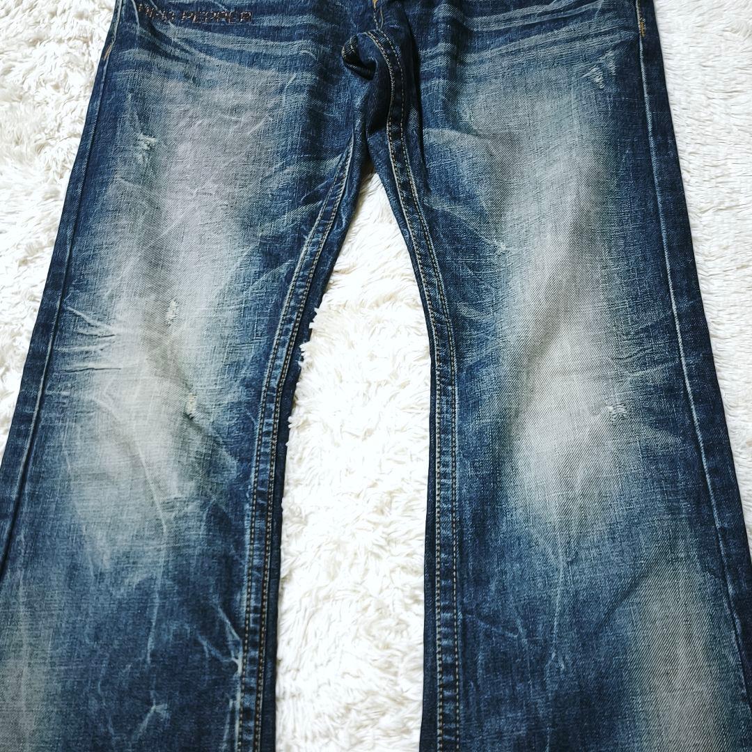 RED PEPPER レッドペッパー 刺繍デニム ブーツカット フレア 羽 翼