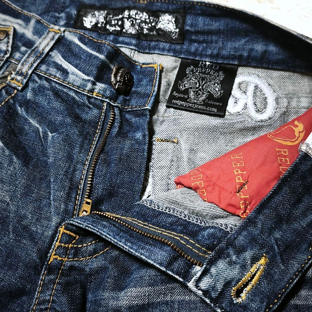 RED PEPPER レッドペッパー 刺繍デニム ブーツカット フレア 羽 翼