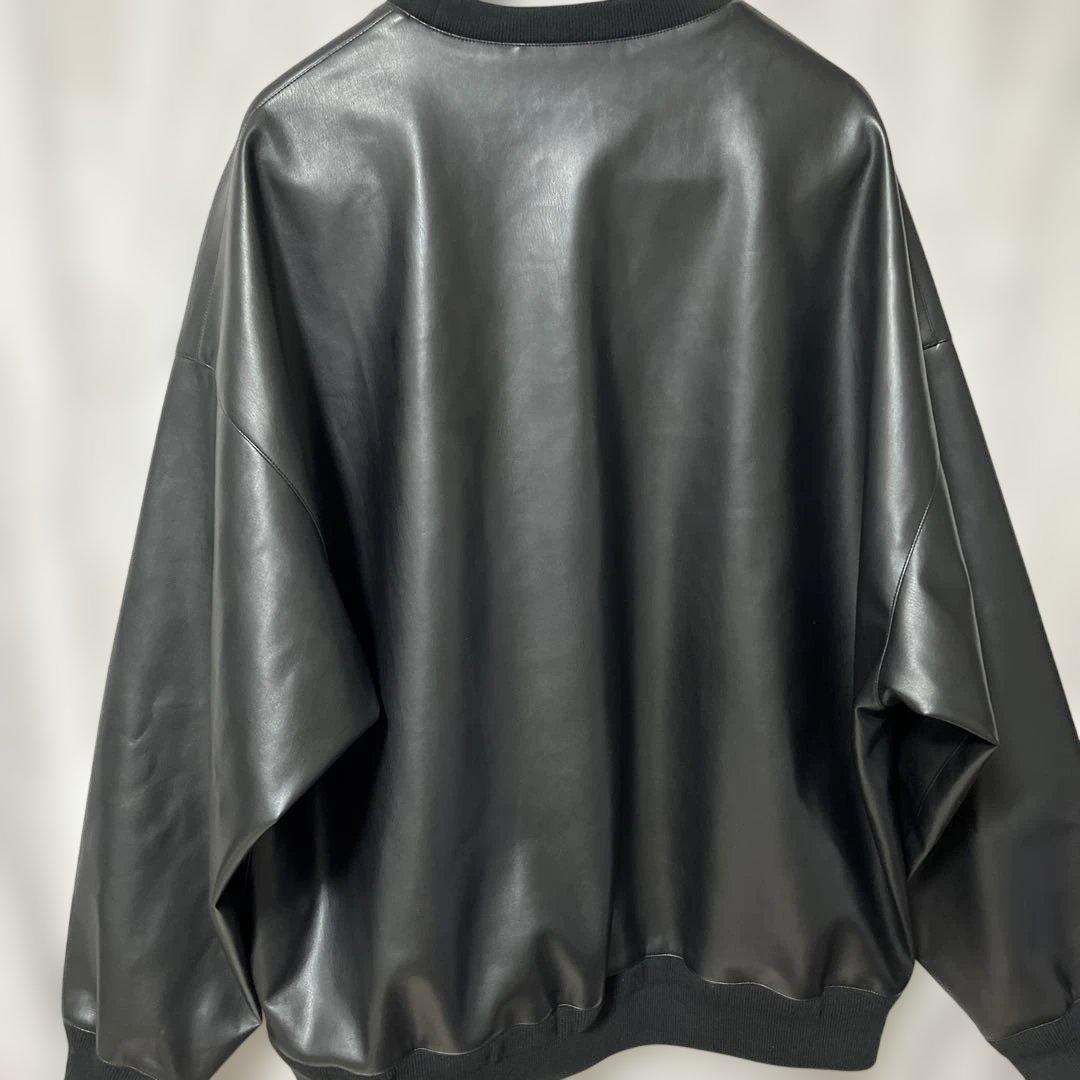 SOFTHYPHEN フェイクレザー トレーナー ブラック XL