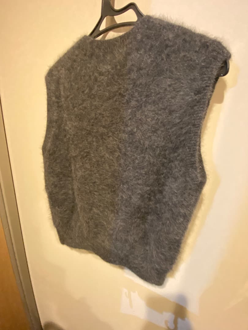 noble FOX/Caファーニットフロントボタンベスト グレー