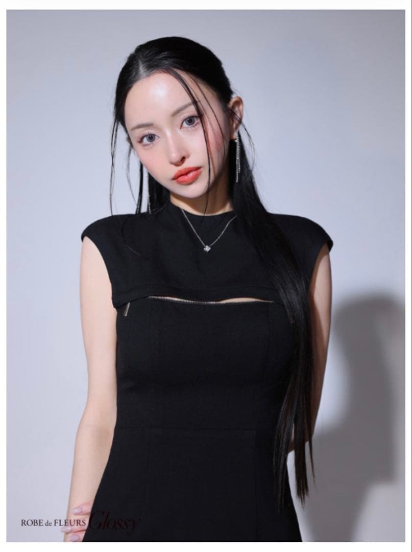 ♡*˚様 Robe de Fleurs Glossy ブラックドレス S