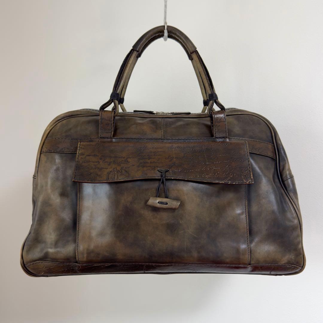 最初期 85.3万円 ベルルッティ パティーヌ スクリットレザートラベルバッグ