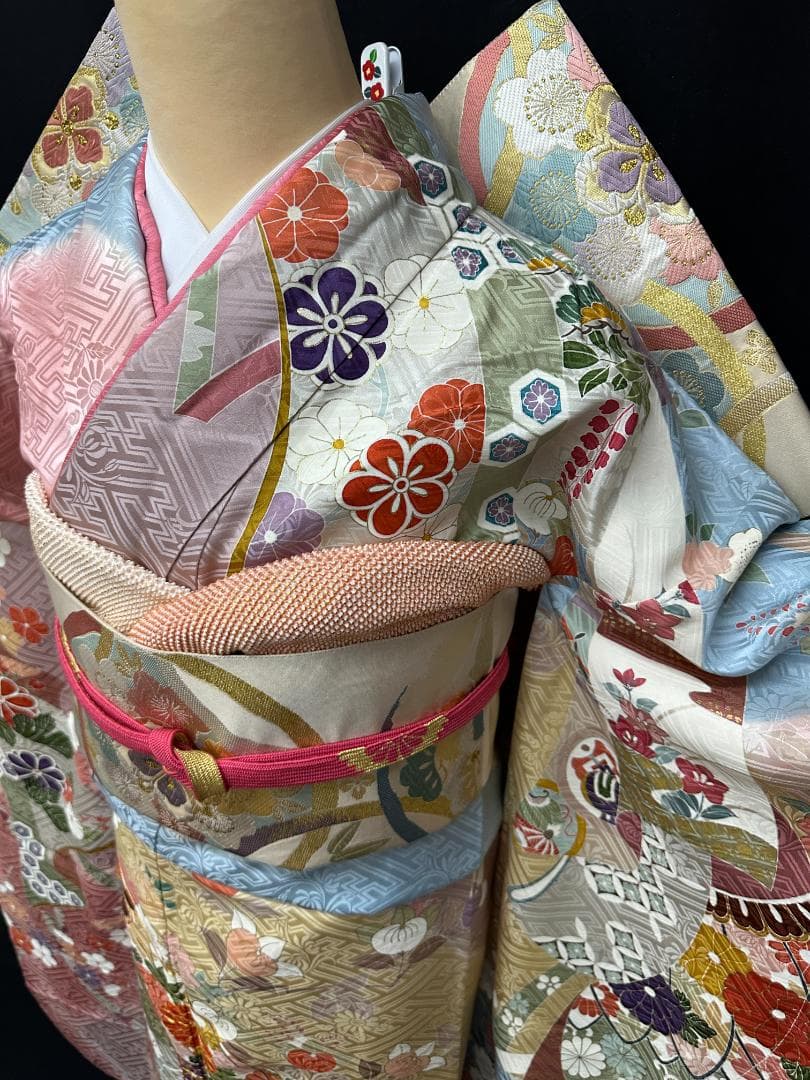 千總 高島屋誂え ピンク地染め分け 誰が袖 振袖 フルセット