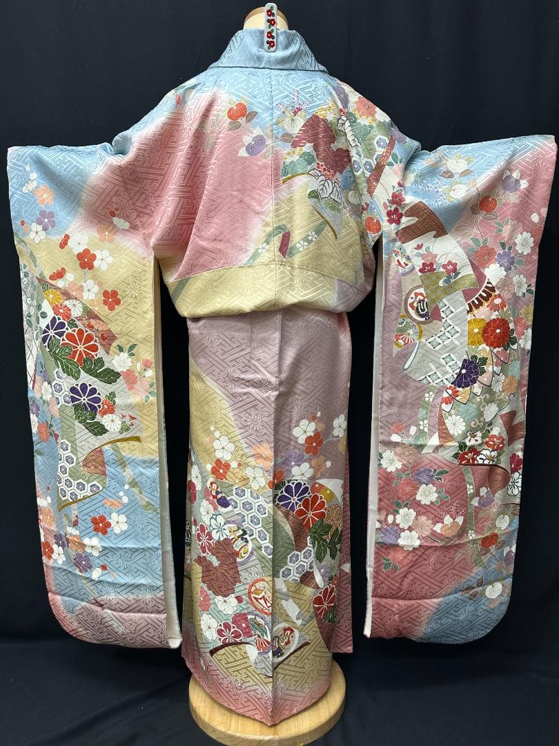 千總 高島屋誂え ピンク地染め分け 誰が袖 振袖 フルセット