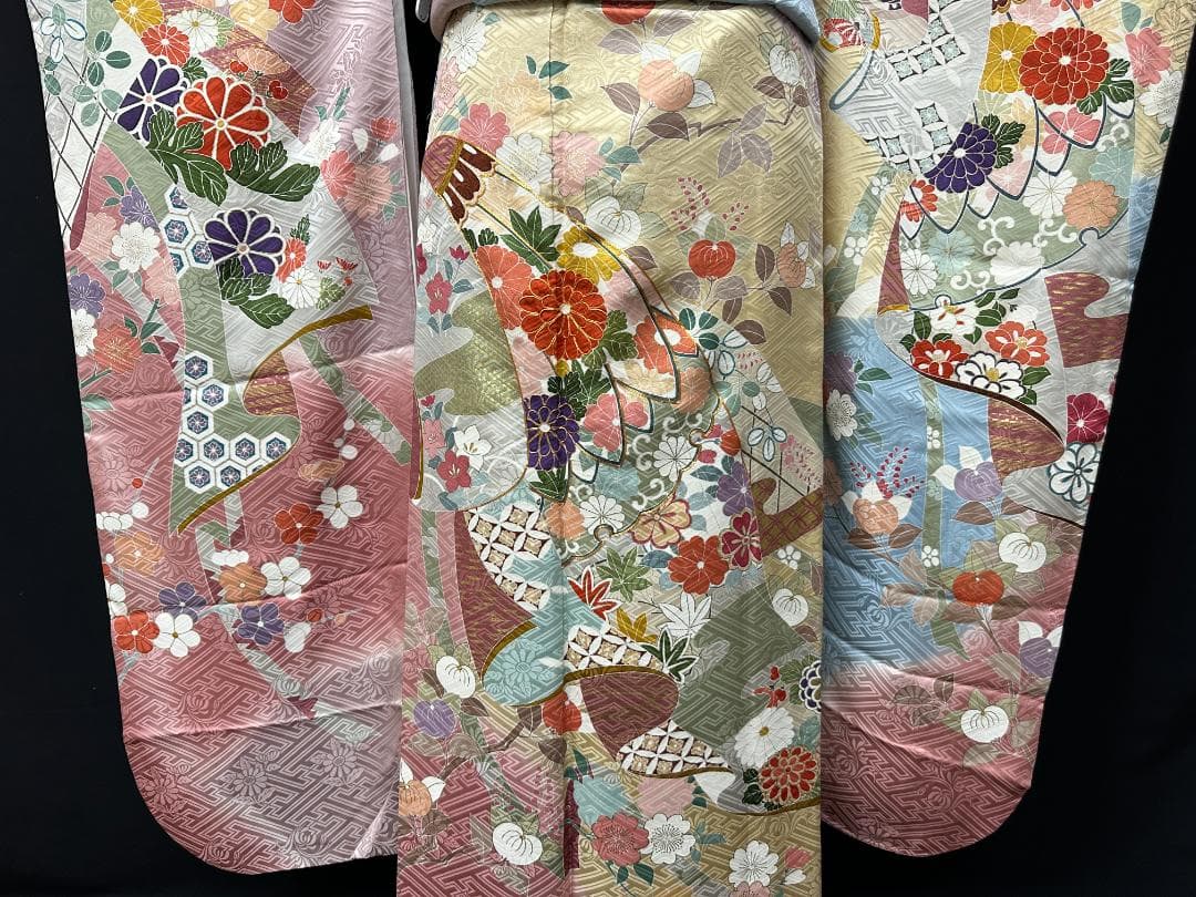 千總 高島屋誂え ピンク地染め分け 誰が袖 振袖 フルセット