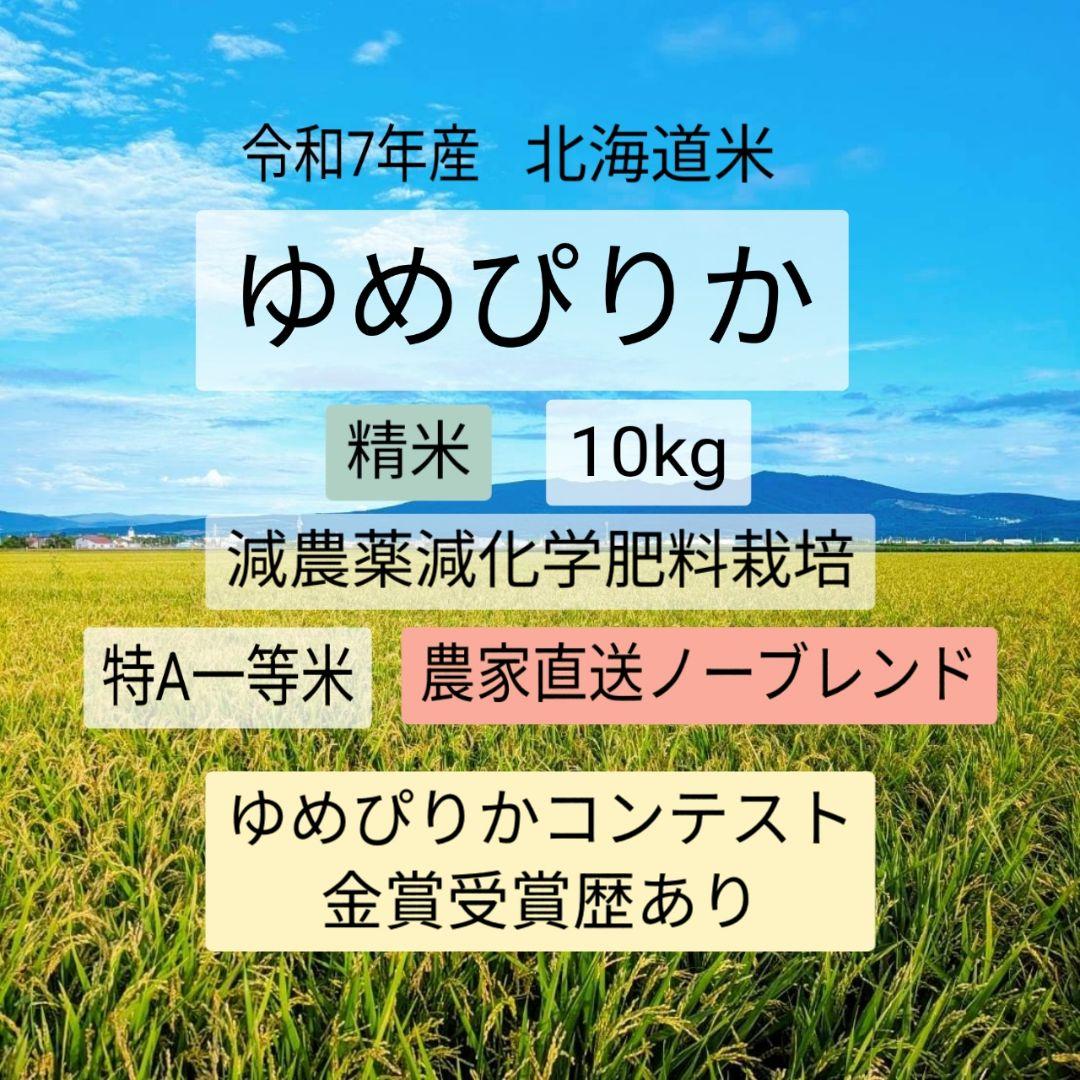 令和7年産　ゆめぴりか　10kg 特A一等米　北海道米　精米　ノーブレンド　米