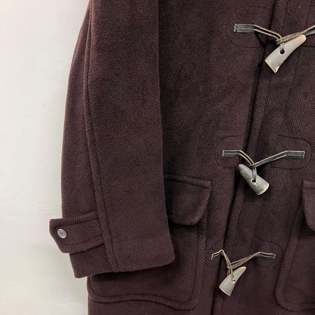 80s ロングダッフルコート イングランド製 ブラウン フード VINTAGE