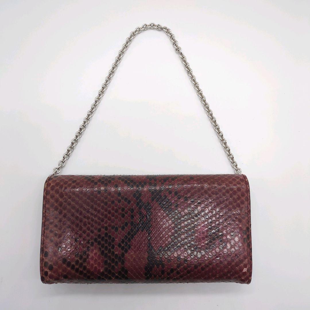 【入手困難・箱付き】グッチ☆チェーンウォレット 長財布 パイソン L字ジップ