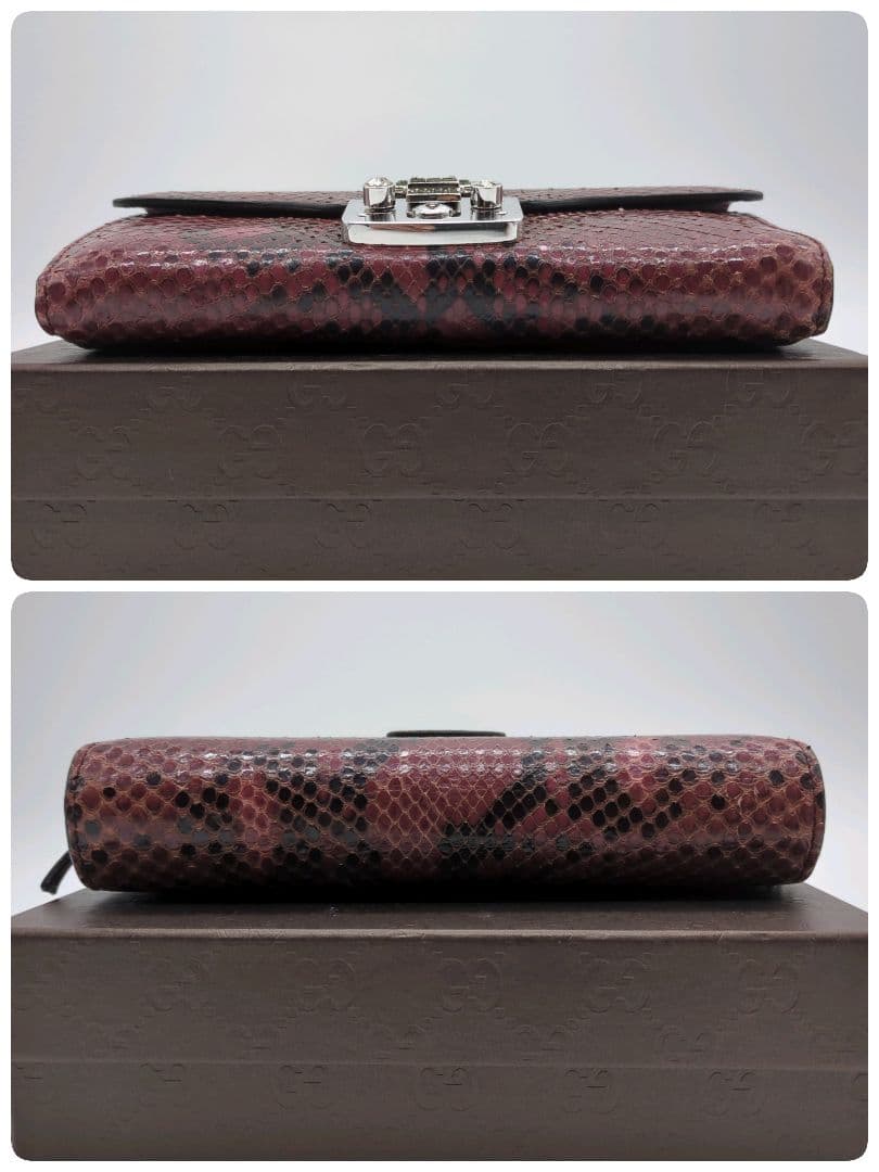 【入手困難・箱付き】グッチ☆チェーンウォレット 長財布 パイソン L字ジップ