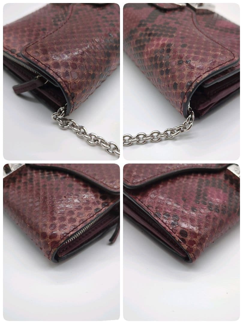 【入手困難・箱付き】グッチ☆チェーンウォレット 長財布 パイソン L字ジップ