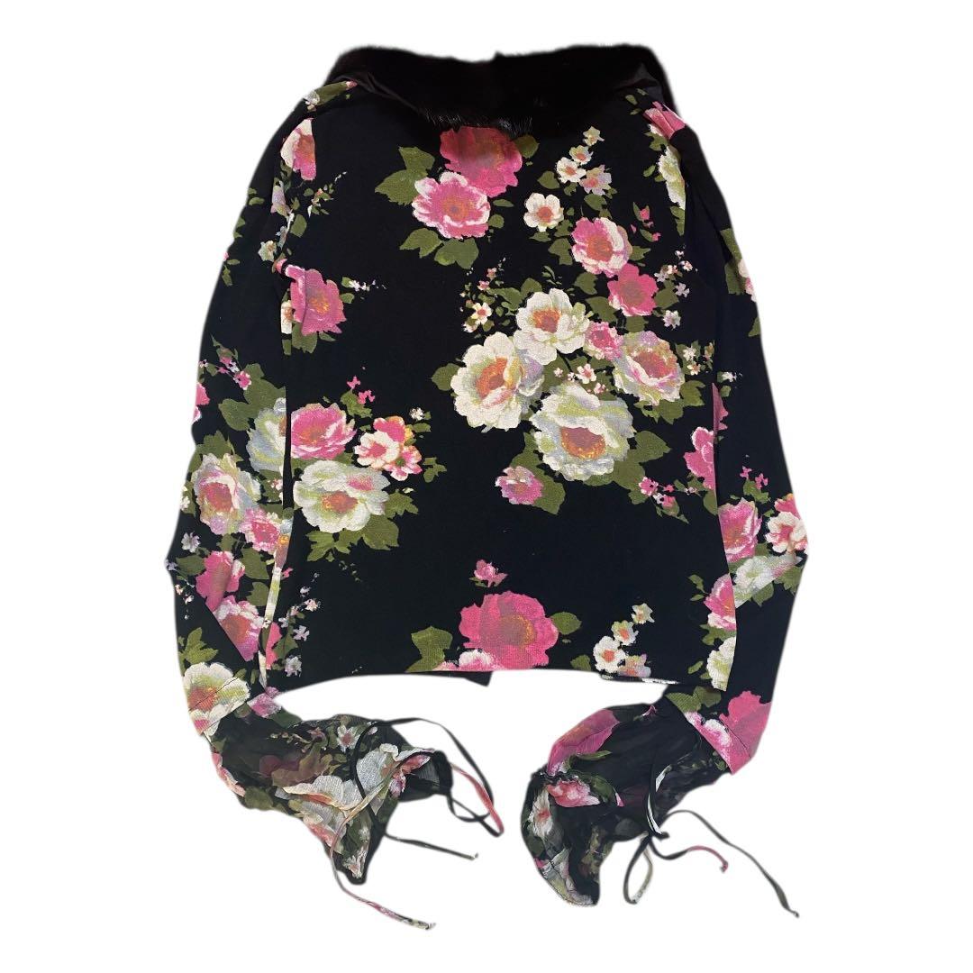 未使用品　Blumarine ブルマリン　フラワープリント　シルク　ミンクファー