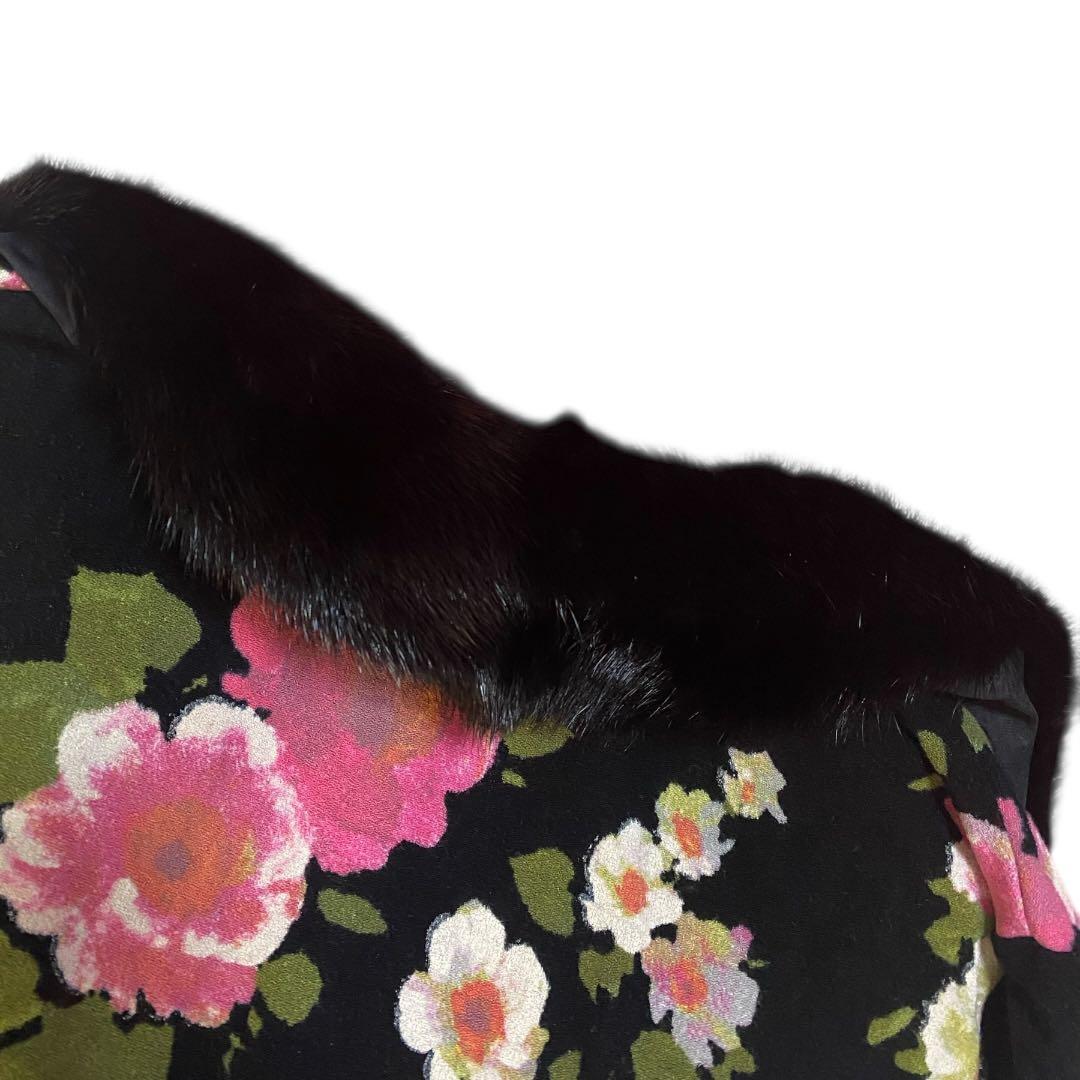 未使用品　Blumarine ブルマリン　フラワープリント　シルク　ミンクファー