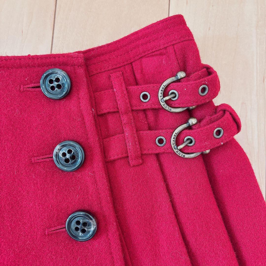 【超美品】♡バーバリーブルーレーベル♡プリーツ巻きスカート♡レッド♡