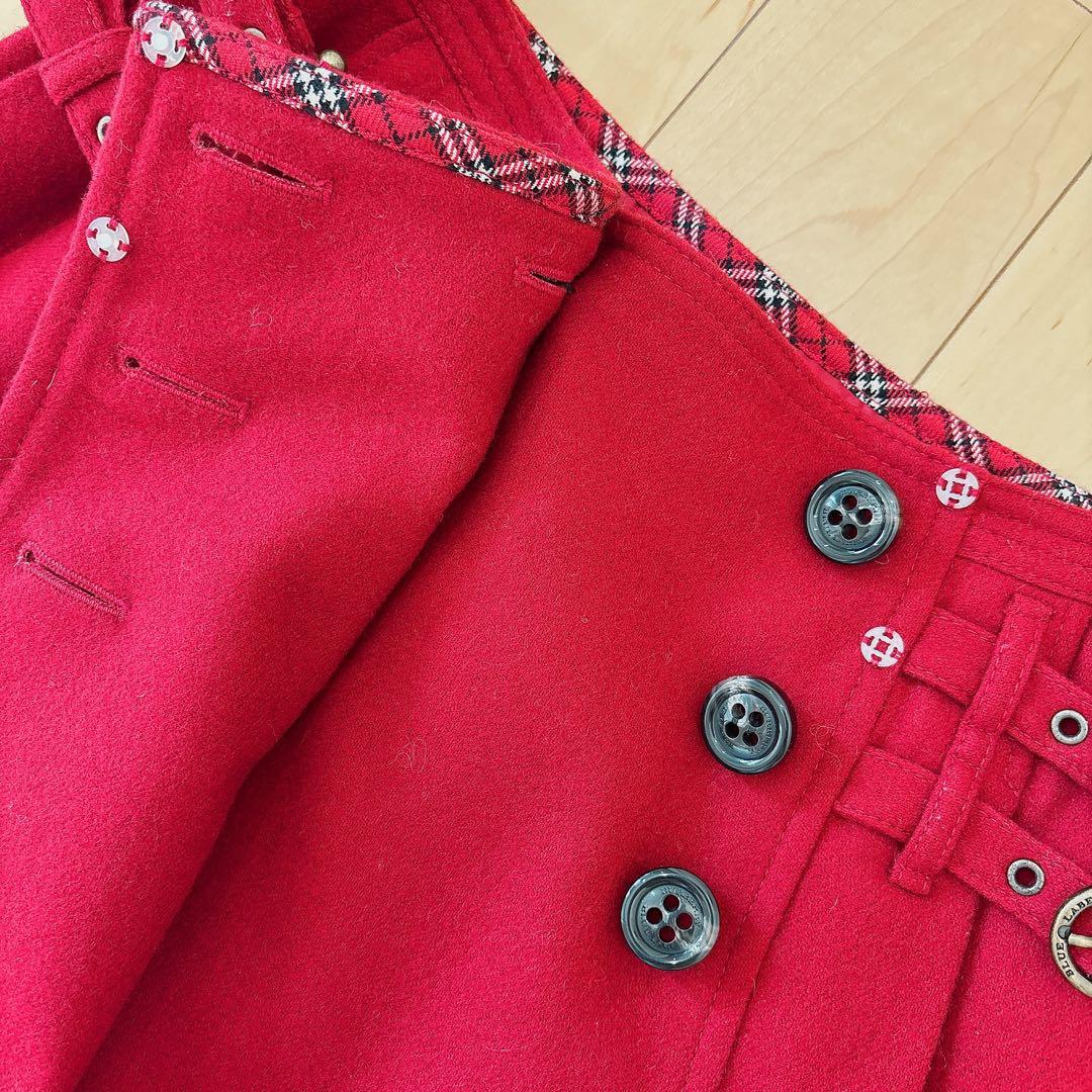 【超美品】♡バーバリーブルーレーベル♡プリーツ巻きスカート♡レッド♡
