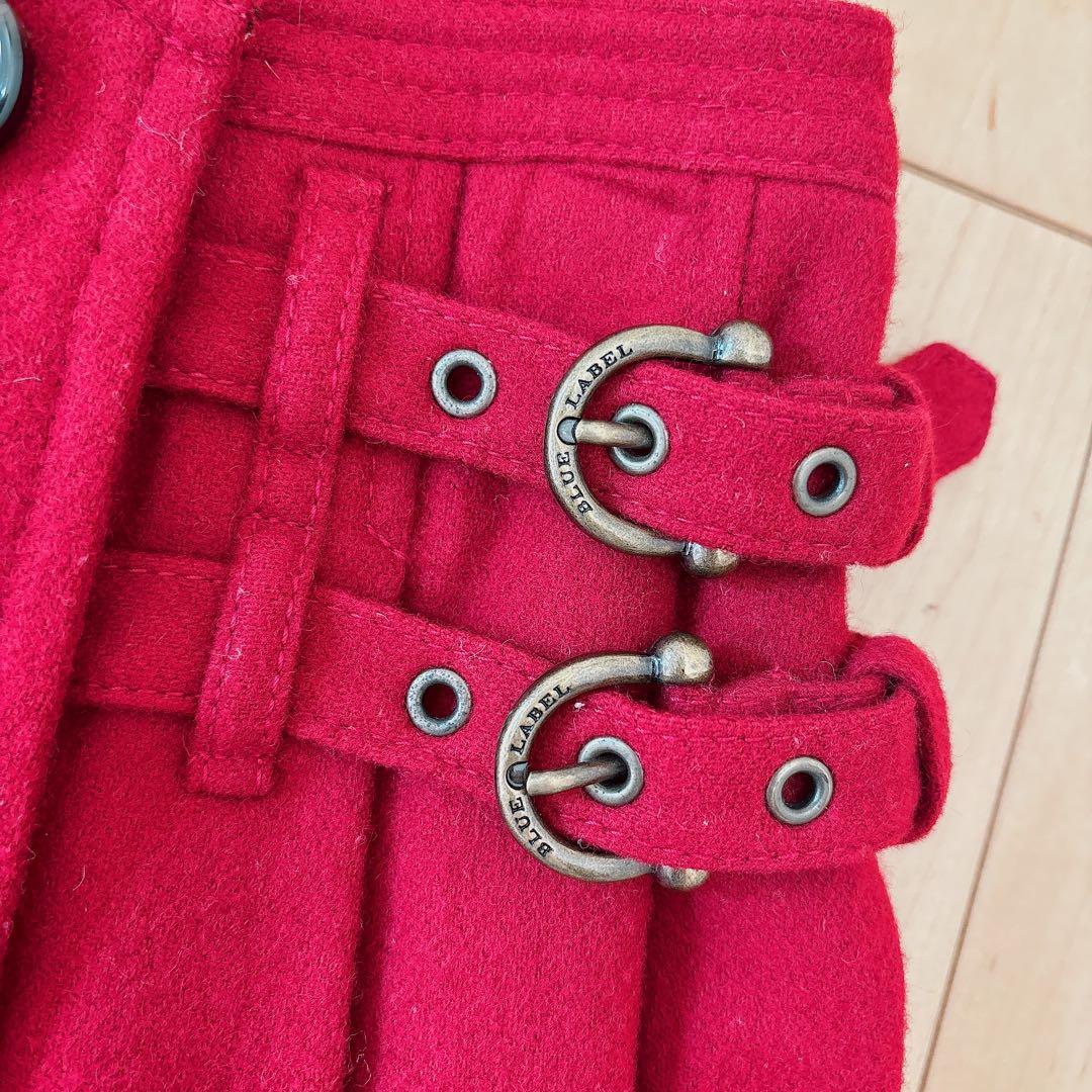 【超美品】♡バーバリーブルーレーベル♡プリーツ巻きスカート♡レッド♡
