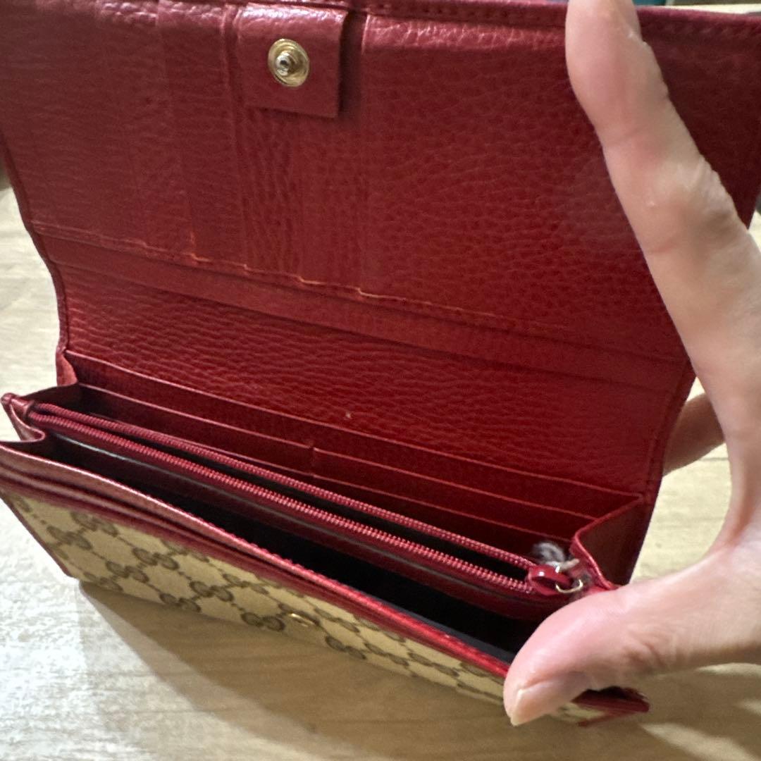 GUCCI 長財布 ベージュ/レッド