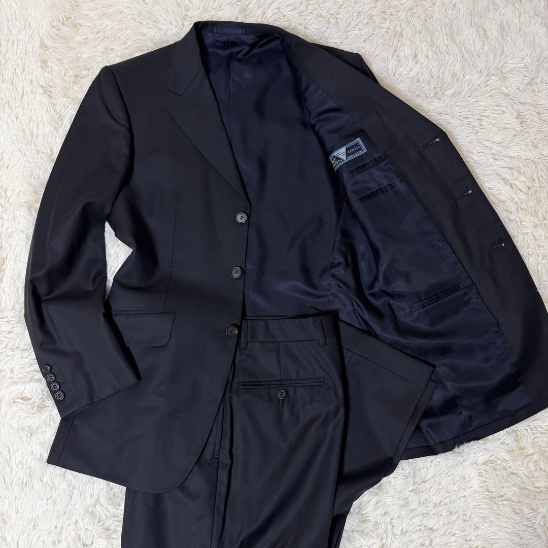 美品 ポールスミスロンドン ゼニア生地 SUPER120 セットアップ 濃紺 M