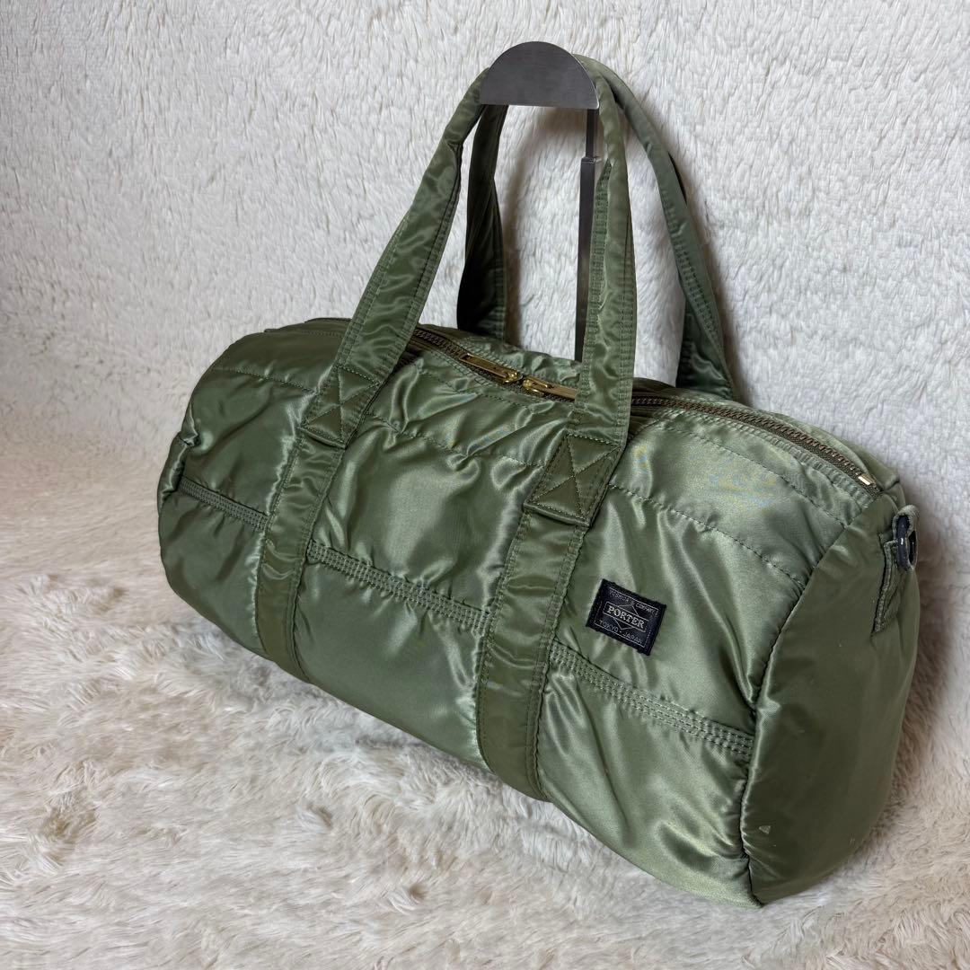 美品　PORTER　ポーター　タンカー　ダッフル　ドラムバッグ　セージグリーン