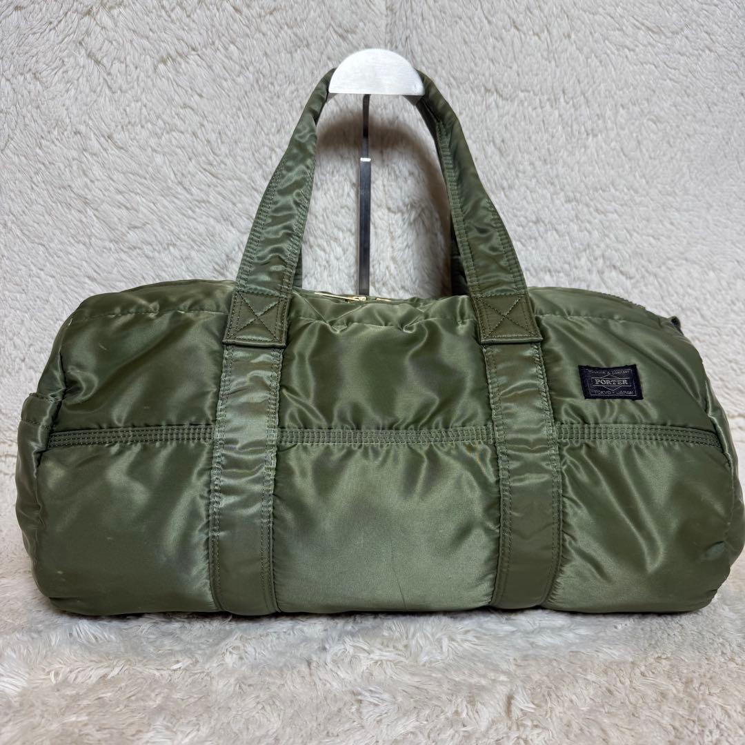 美品　PORTER　ポーター　タンカー　ダッフル　ドラムバッグ　セージグリーン