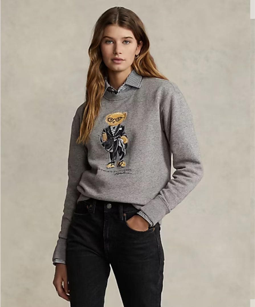 現行 ラルフローレン ポロベア フリースクルーネック 裏起毛 トレーナー M