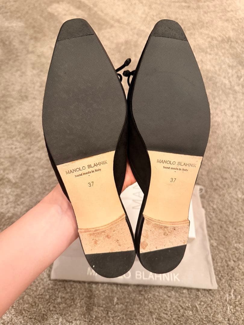 極美品 MANOLO BLAHNIKマノロブラニク 黒 ブラック ミュール 37