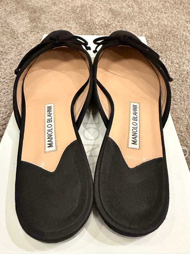 極美品 MANOLO BLAHNIKマノロブラニク 黒 ブラック ミュール 37