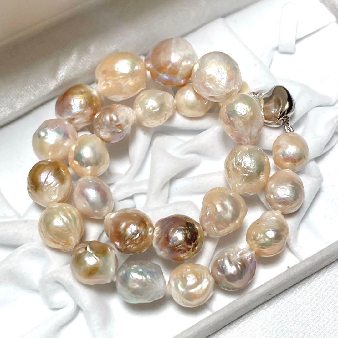 【希少！超大珠】本真珠 バロック パール ネックレス セミラウンド ～17mm