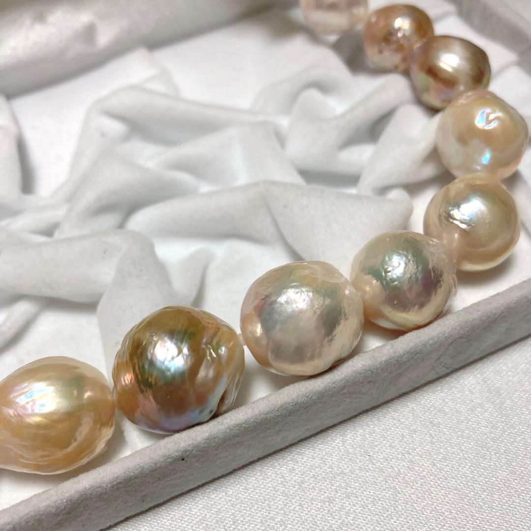 【希少！超大珠】本真珠 バロック パール ネックレス セミラウンド ～17mm